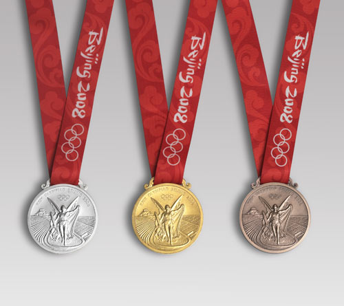 第29屆奧林匹克運動會獎牌正面及授帶