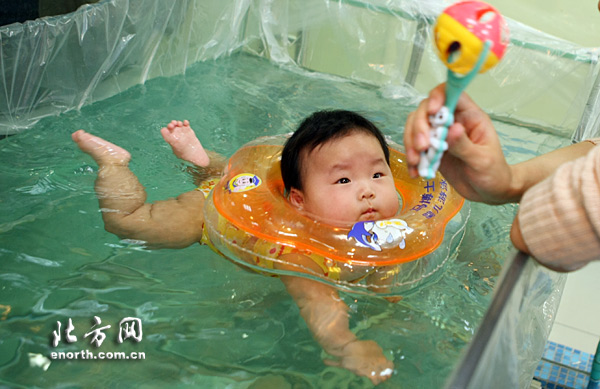 婴儿游泳练体魄亲子游戏学社交 宝宝早教受欢