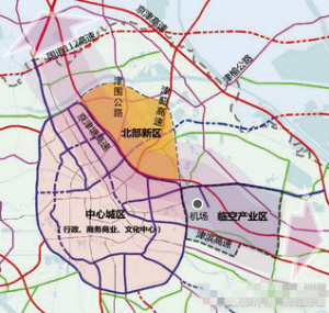天津重点地域规划:徐庄子物流园两轴一廊四节